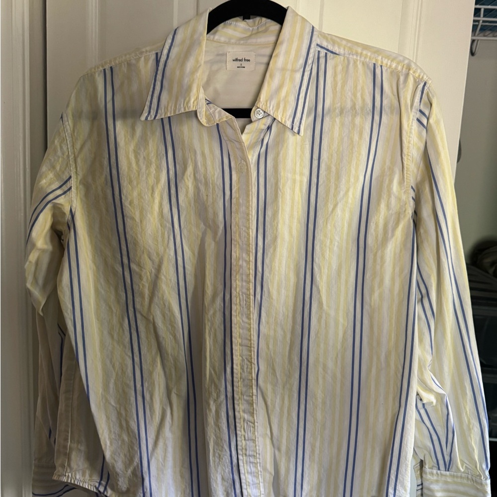 Wilfred by Aritzia Striped Yellow and Blue Shirt